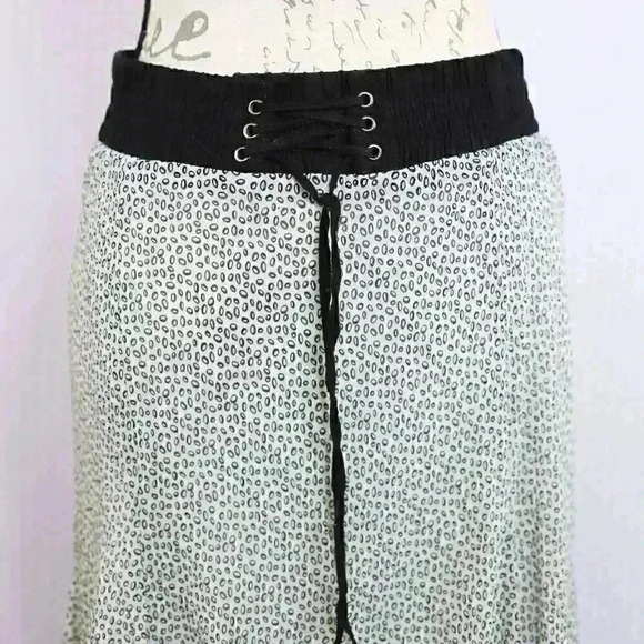Lapis Size L Circle Print Black and White Pull On Elastic Drawstring Waist Maxi - Picture 3 of 11